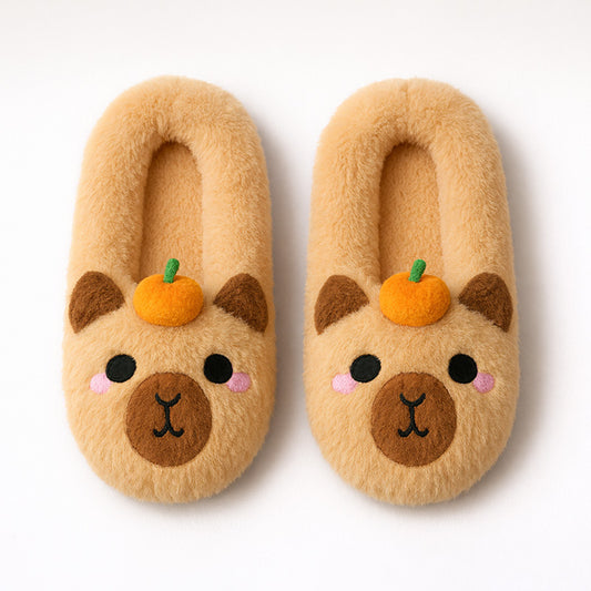 Capybara Plush Slippers - Anti-Slip Slip On