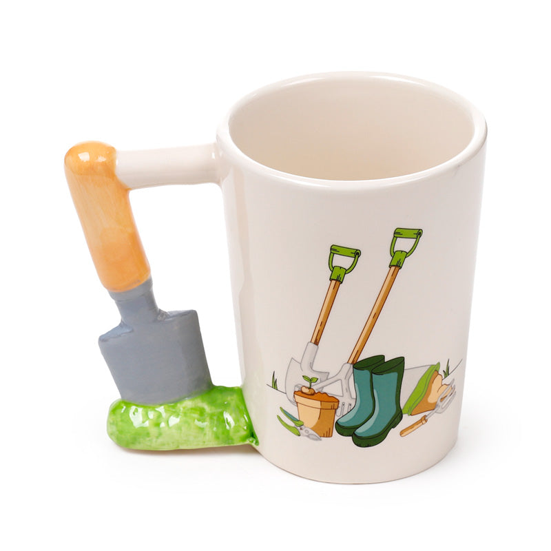 Garden Trowel Shaped Handle Ceramic Mug - Lifestyle Image