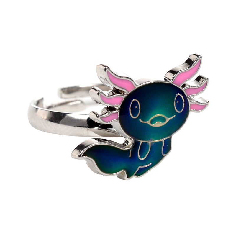 Colourful Axolotl Mood Ring for emotional expression