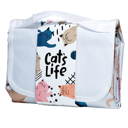 Cat's Life Picnic Blanket with whimsical cat design