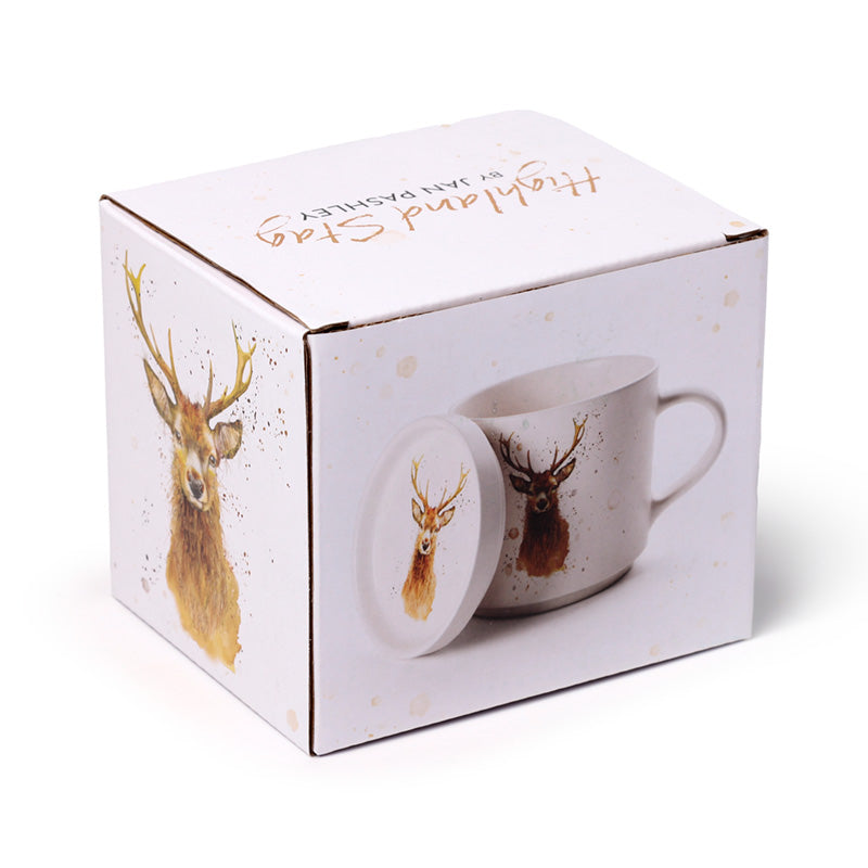 Jan Pashley Stag Mug with decorative coaster