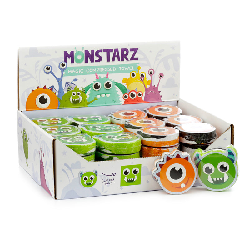 Compressed Travel Towel featuring Monster Monstarz design