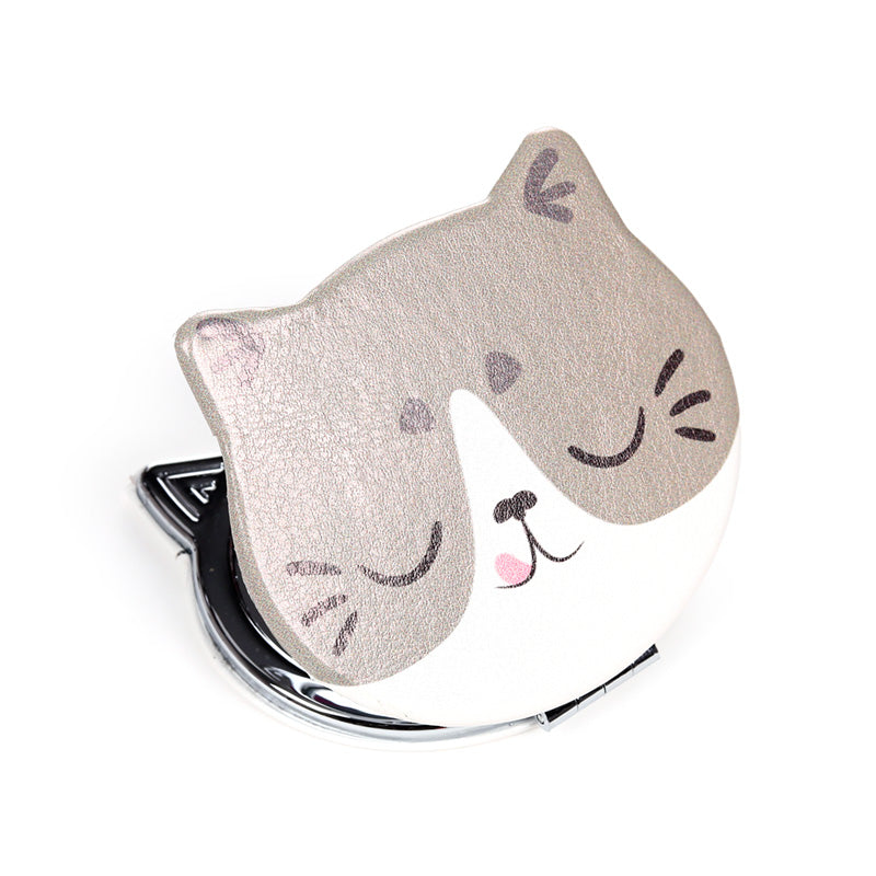 Giftable Leatherette Compact Mirror featuring cats