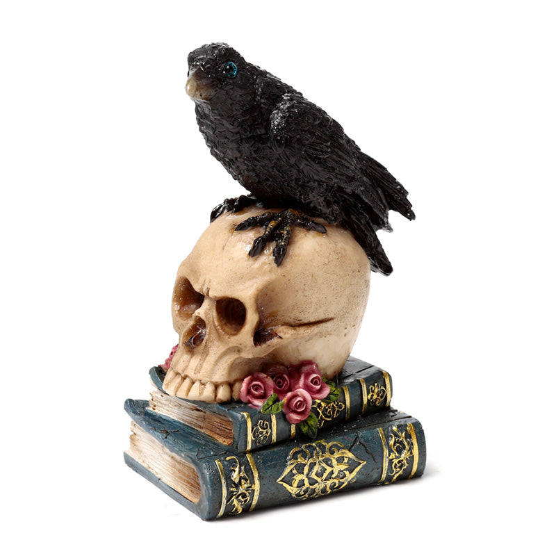 Close-up of the crow on skull decorative ornament