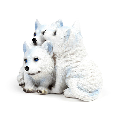 Wolf Ornament Trio of Puppies - Displayed on Shelf