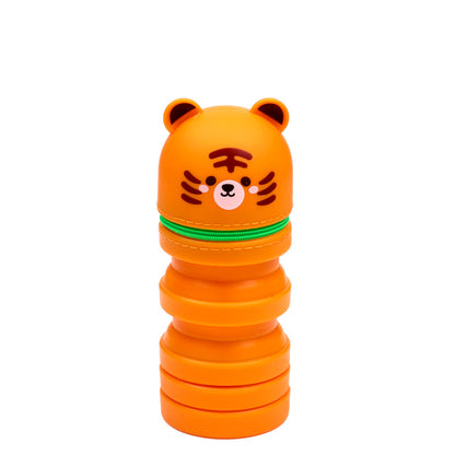 Adoramals Tiger Silicone Pencil Case with stationery items