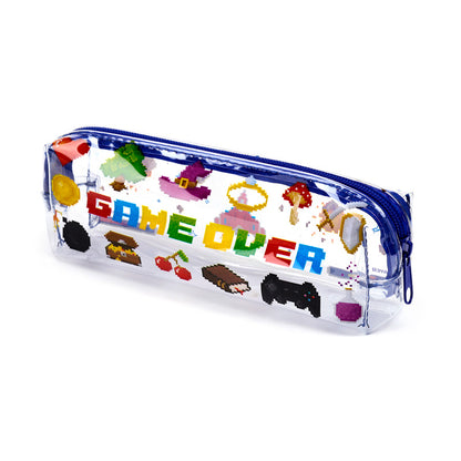 Clear Window Pencil Case - Game Over with colourful pens