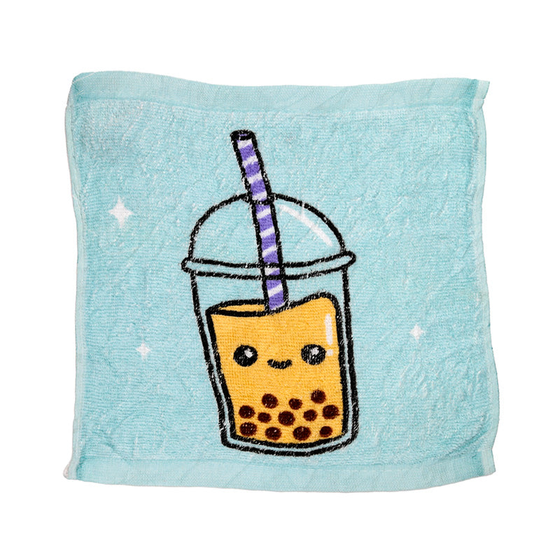 Compressed Travel Towel - Foodiemals Bubble Tea open and displayed