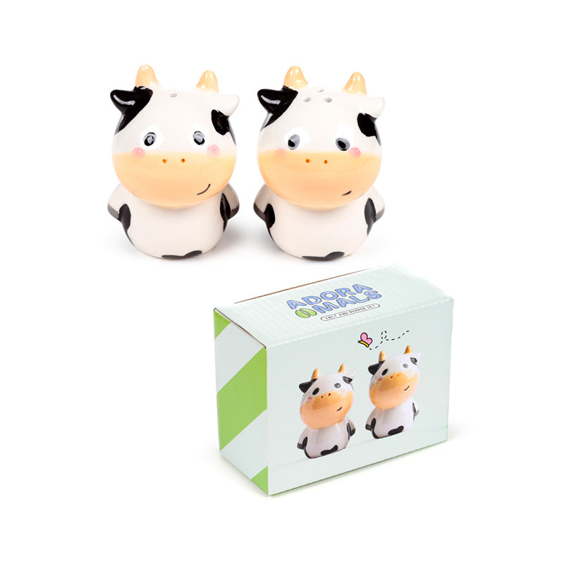 Collectible cow design ceramic salt and pepper set