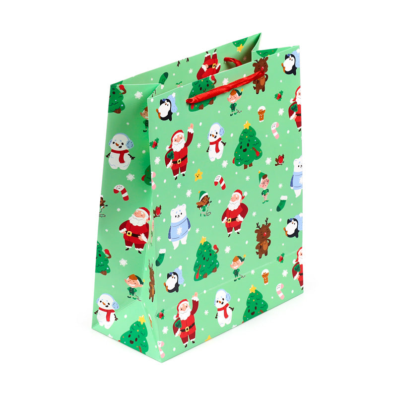 Eco-friendly Christmas gift bag with festive artwork