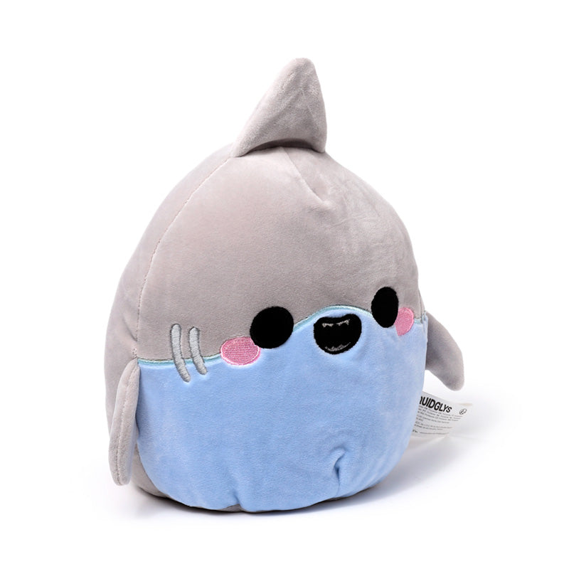 Soft velboa fabric of Adoramals Archie the Shark plush toy