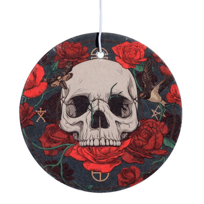 Close-up of Raspberry Scented Skulls and Roses Air Freshener