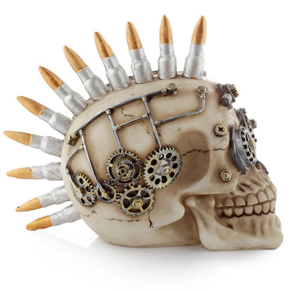 Detailed view of Fantasy Steampunk Skull Ornament - Bullet Mohican