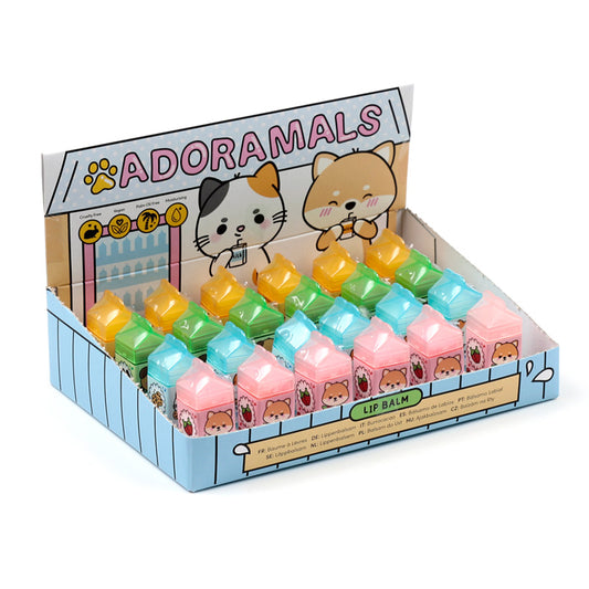 Adoramals Milk Carton Lip Balm in holder