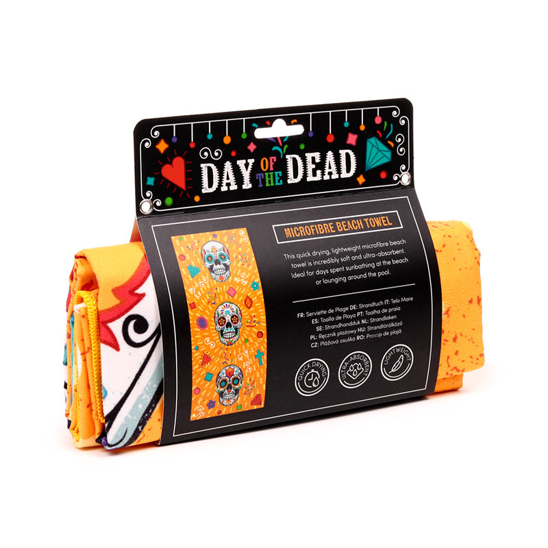Close-up of Day of the Dead Microfibre Beach Towel