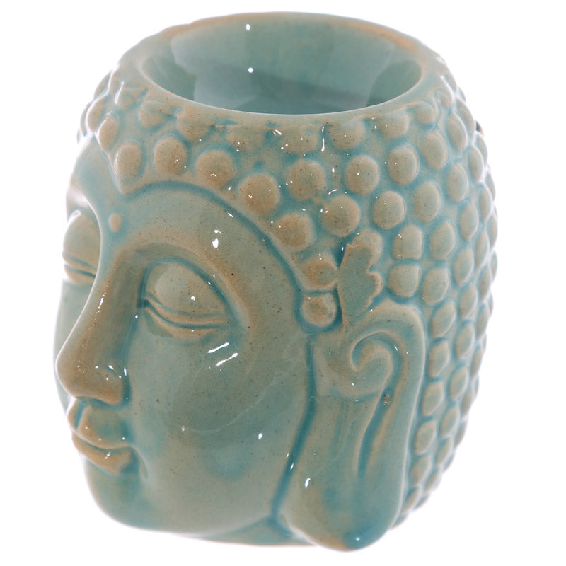 Close-up of Ceramic Crackled Glaze Buddha Head Oil Burner