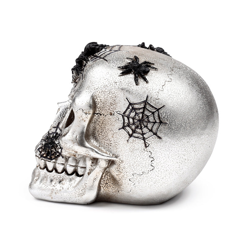 Gothic home decor silver skull ornament
