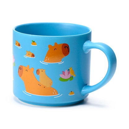 Large porcelain mug with capybara artwork