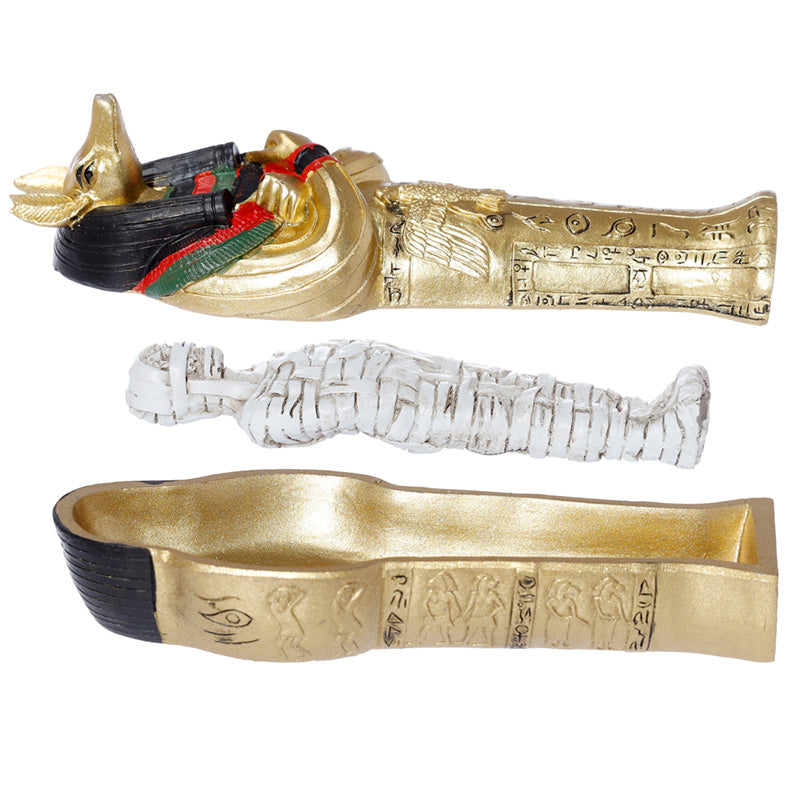 Intricate details of Anubis on Trinket Box