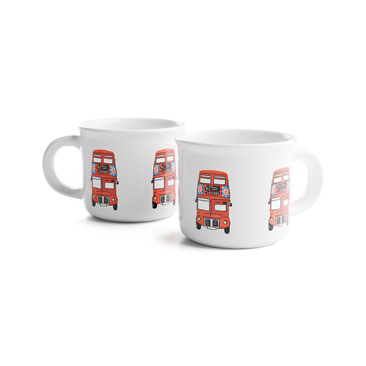 Set of 2 Porcelain Espresso Cups - London Souvenir Red Bus