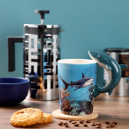 Lisa Parker Shark Shaped Handle Ceramic Mug in a kitchen setting