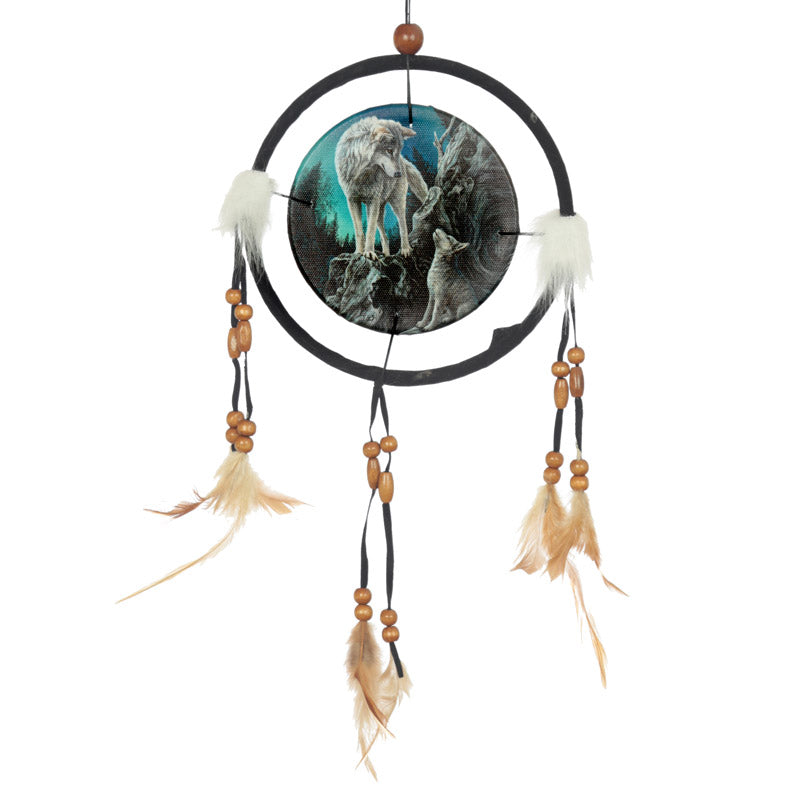 Small dreamcatcher with Lisa Parker's Guidance Wolf design