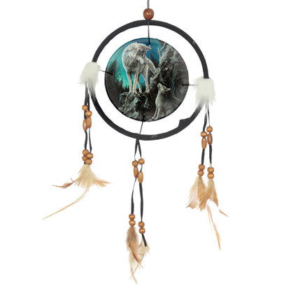 Small dreamcatcher with Lisa Parker's Guidance Wolf design