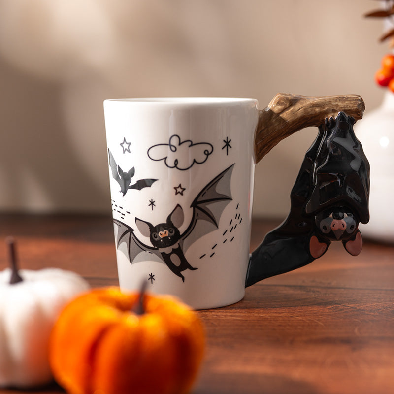 Bat Shaped Handle Ceramic Mug - Side View