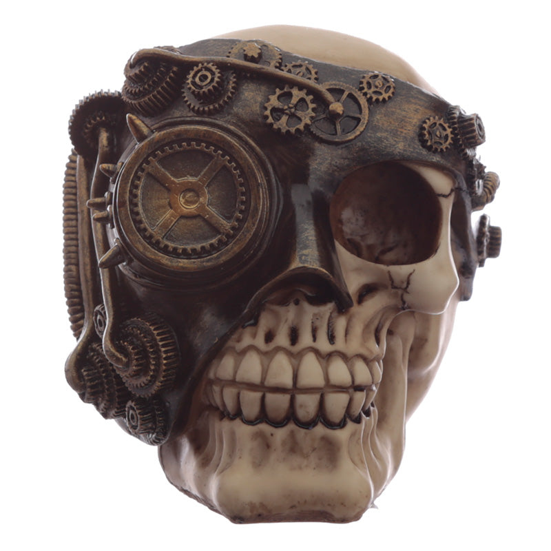 Close-up of Fantasy Steampunk Skull Ornament details