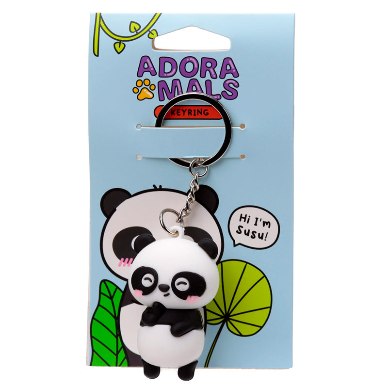 Adoramals Susu the Panda 3D PVC Keyring on a keychain