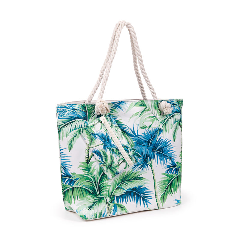 Beach Bag & Pouch Set with Palm Trees design