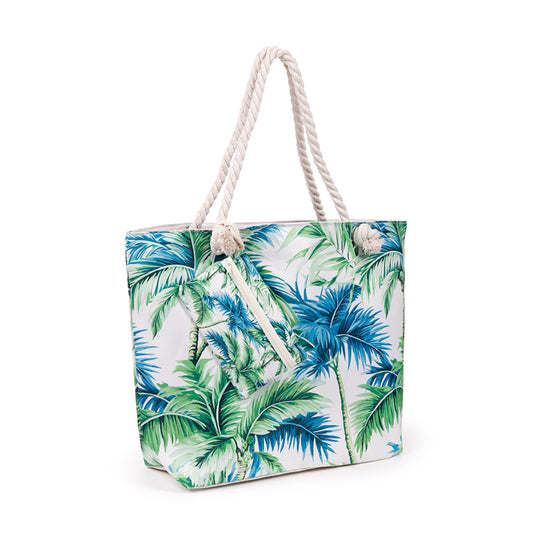 Beach Bag & Pouch Set with Palm Trees design