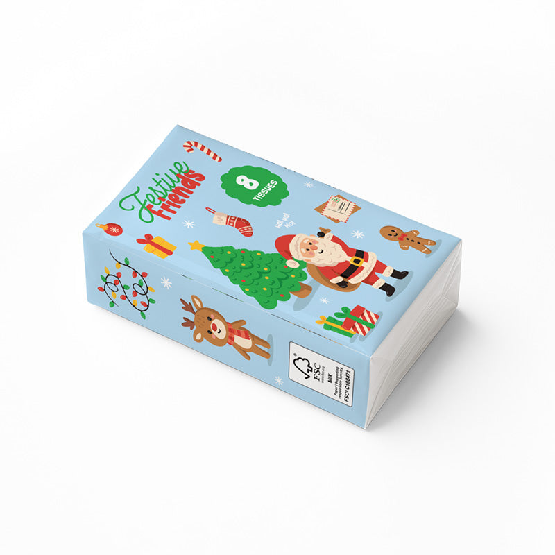 Pocket Tissues Pack of 8 - Festive Friends Christmas design