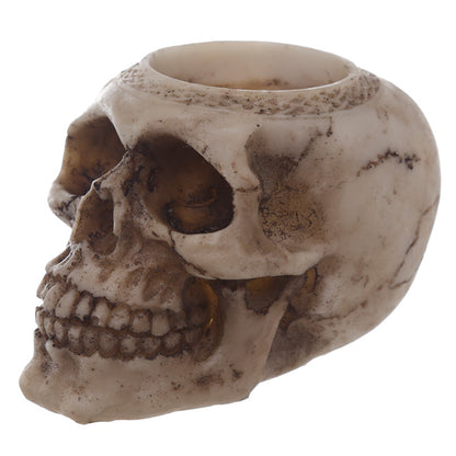 Close-up of Skull Tea Light Candle Holder design