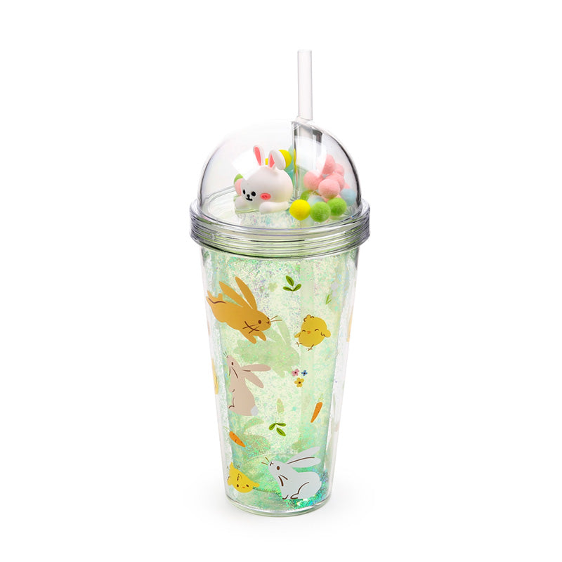 Springtime cup with straw, perfect for summer drinks