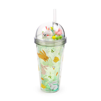 Springtime cup with straw, perfect for summer drinks