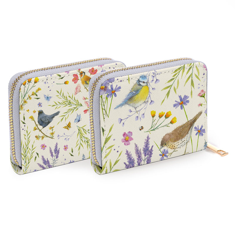 Small Zip Around Wallet - Jan Pashley Wings & Wildflowers design featuring nature-inspired artwork