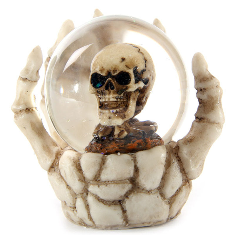 Gothic design of Skeleton Hand and Skull Snow Globe