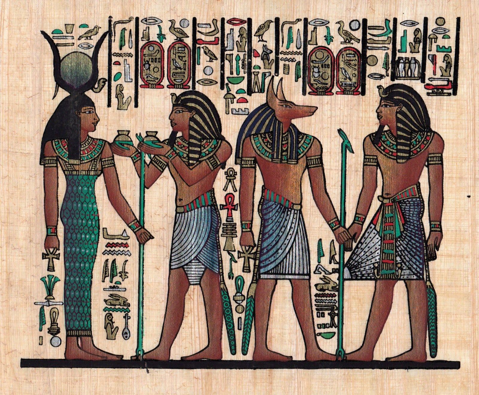 Egyptian Papyrus Painting of Horemheb with intricate details and vibrant colours