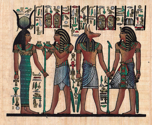 Egyptian Papyrus Painting of Horemheb with intricate details and vibrant colours