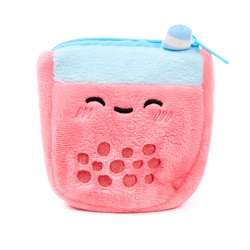 Foodiemals Bubble Tea Plush Change Purse on a table