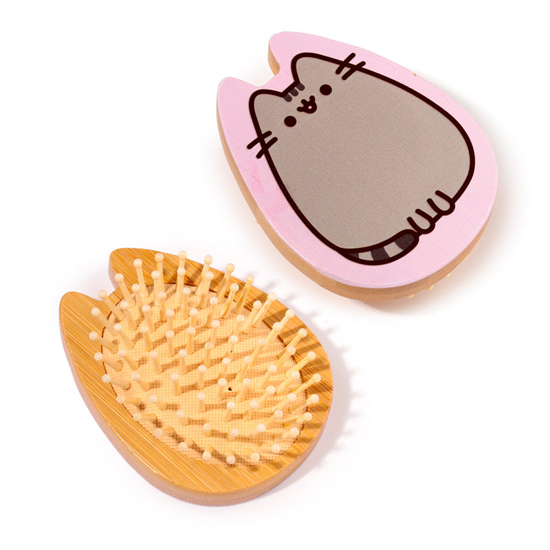 Eco-friendly Bamboo Hair Brush with Pusheen design