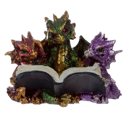 Elements Triple Baby Dragons Reading decorative ornament