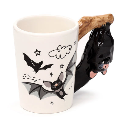 Bat Shaped Handle Ceramic Mug - Front View