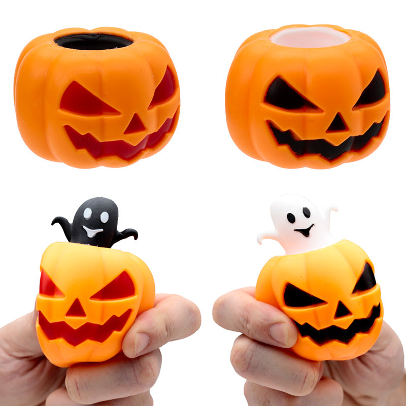 Close-up of Pumpkin Ghost pop-out toy showing details