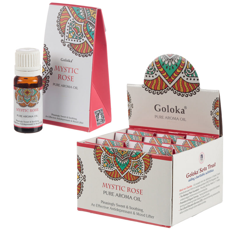 Goloka Mystic Rose Aroma Oil in a serene setting