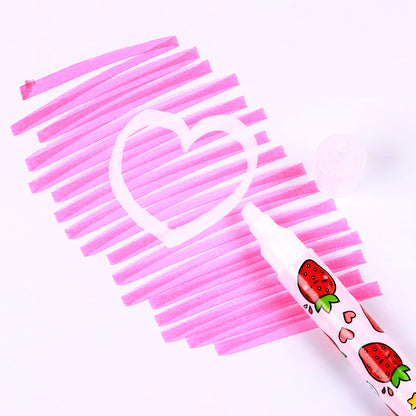 Close-up of scented highlighters with fruity scents