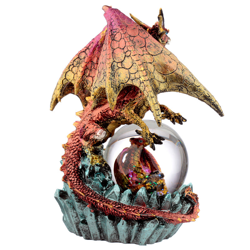Crystal-clear orb with dragon snow globe