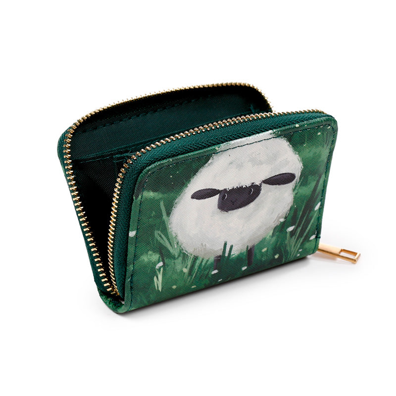 Close-up of Small Zip Around Wallet - Sheep