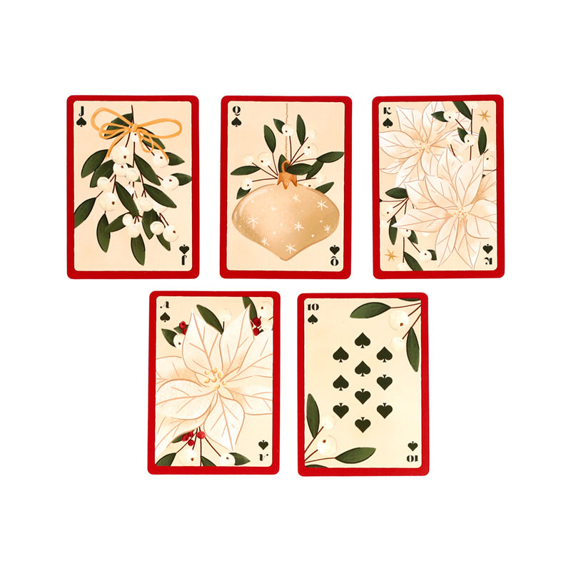 Close-up of Christmas Botanicals Playing Cards